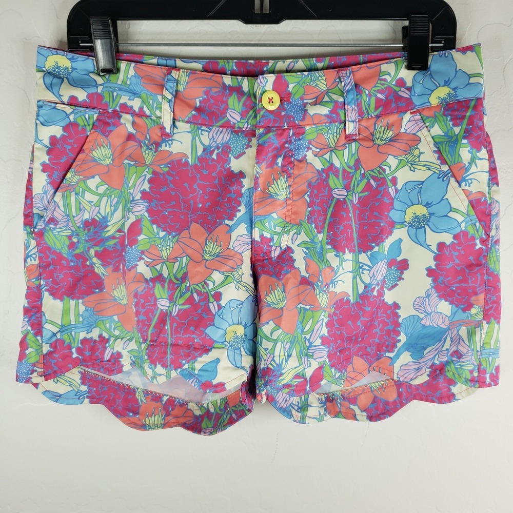 Birdies and Bows 32x4 Golf Shorts Women's Size 4 Floral Scallop Hem Pockets